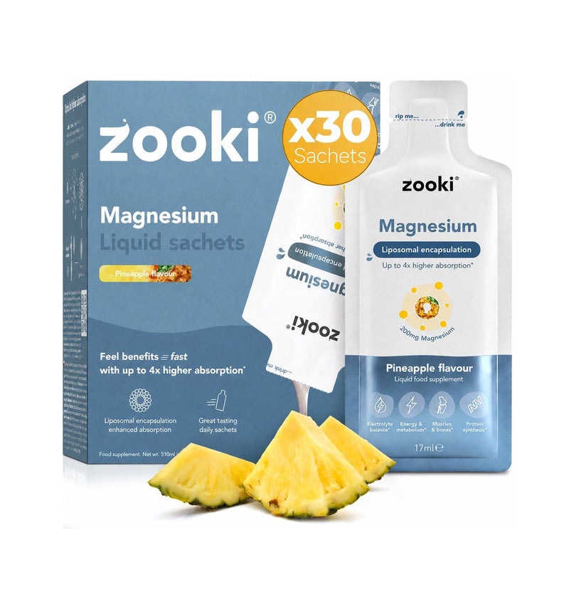 Zooki Magnesium, Liquid  Sachets - Pineapple Flavour