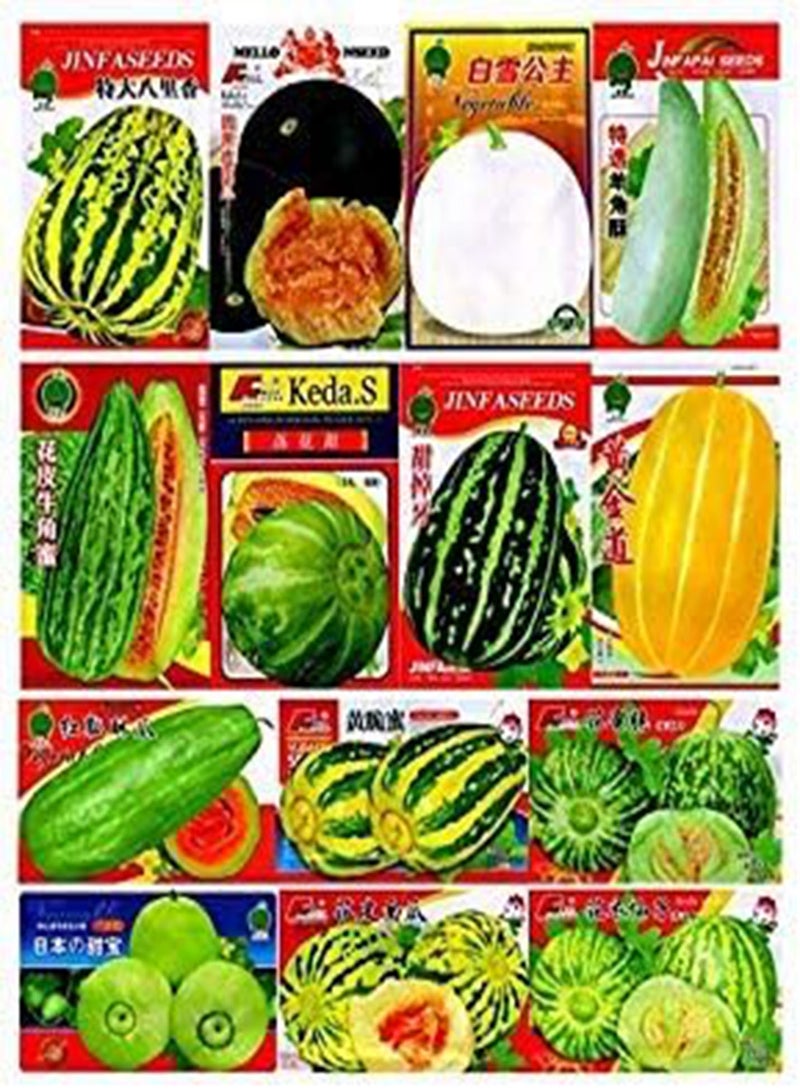 GGOOT 6# 80 Seeds: Hami Melon Sweet Seeds Original Colorful Retail Package Garden Vegetable Original Melon Seeds