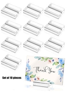 10 Pieces Acrylic Stand Transparent Place Card Holder 50*30*10 MM Table Number Display Stand with Card Slot Sign Stand Business Card Display Stand Suitable for Dining Table Wedding Event Office Meetin