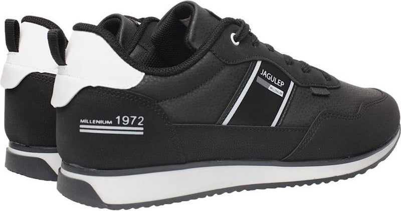 Liger Men's Leather Laced Casual Sneakers Black White  - Image 5