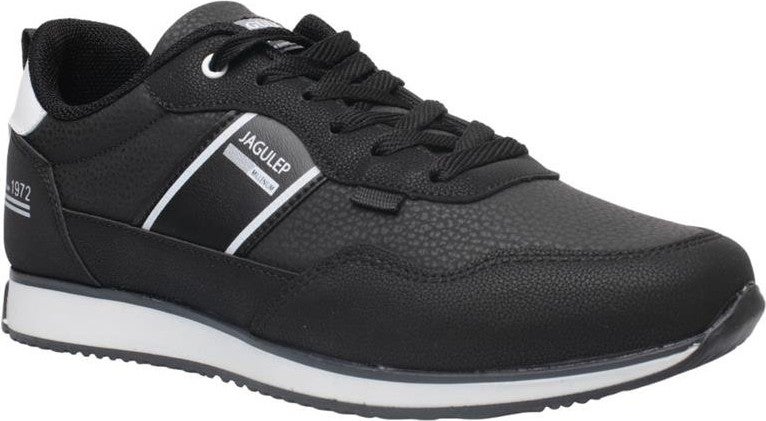 Liger Men's Leather Laced Casual Sneakers Black White  - Image 3