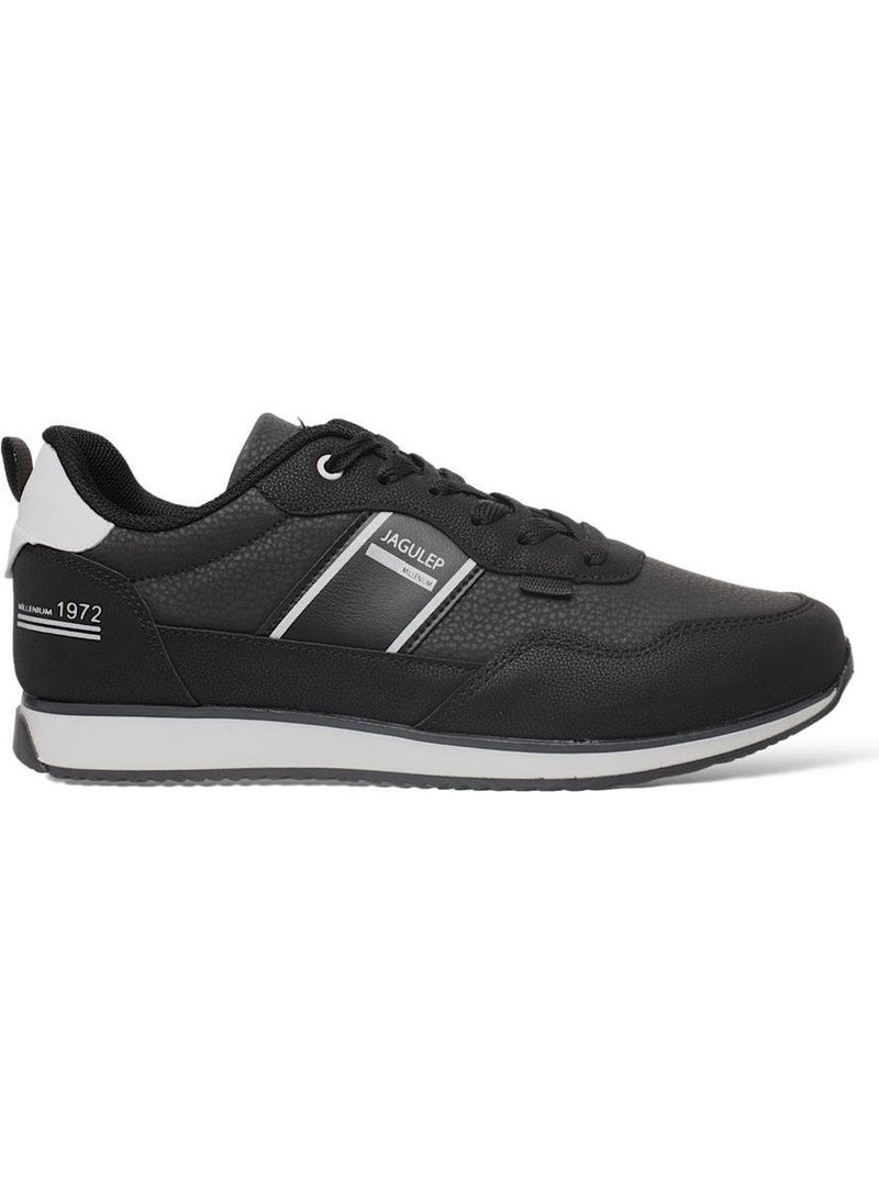Liger Men's Leather Laced Casual Sneakers Black White  - Image 1