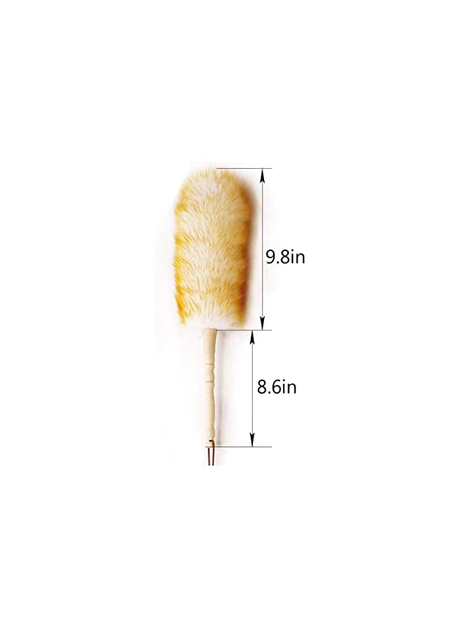 erorex Clean Duster 18.5 inchs Long Household Cleaning Wool Duster for Remove Dust Brush Car Sweep Dust Room Cleaning with Solid Wooden Handle, Flexible Head, Anti-Static, Comfortable Grips - Image 2