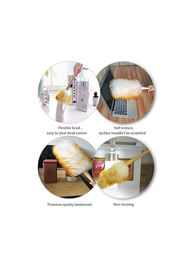 erorex Clean Duster 18.5 inchs Long Household Cleaning Wool Duster for Remove Dust Brush Car Sweep Dust Room Cleaning with Solid Wooden Handle, Flexible Head, Anti-Static, Comfortable Grips - Image 4