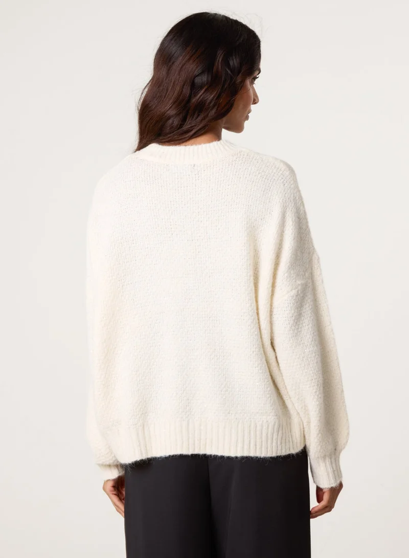 Blue Vanilla Round Neck Sequin Detailed Jumper
