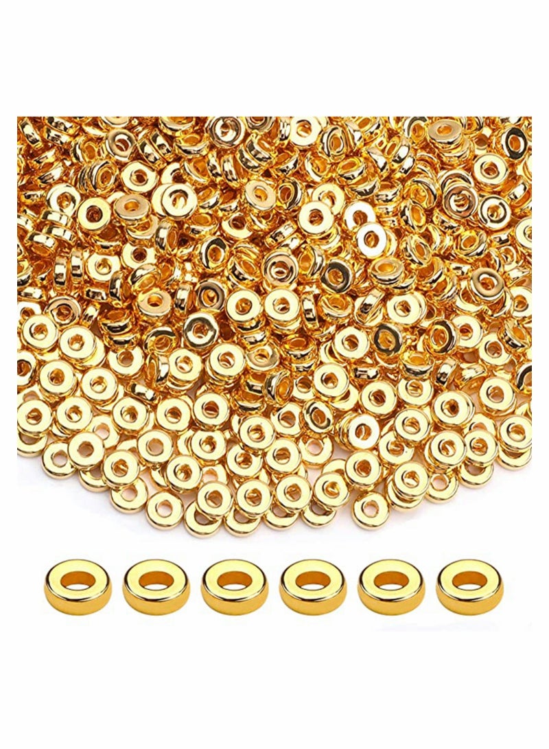 كابتن تيك KASTWAVE 1000 Pcs 6mm Gold Beads Flat Round Spacer Beads Disc, Loose Clay Beads Jewelry Making, Round Polymer Clay Spacer Beads for DIY Jewelry Bracelet Necklace Earring Craft Kit Supplies KSA | Riya - Image 1