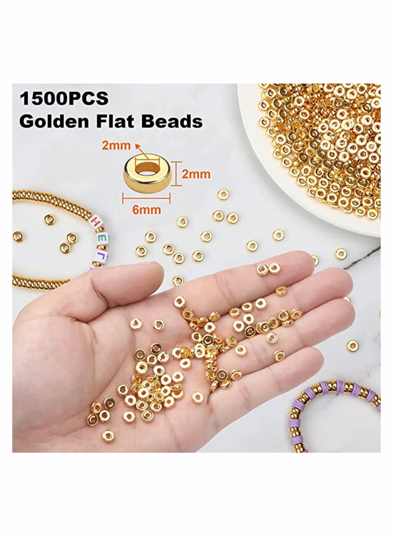 كابتن تيك KASTWAVE 1000 Pcs 6mm Gold Beads Flat Round Spacer Beads Disc, Loose Clay Beads Jewelry Making, Round Polymer Clay Spacer Beads for DIY Jewelry Bracelet Necklace Earring Craft Kit Supplies KSA | Riya - Image 3