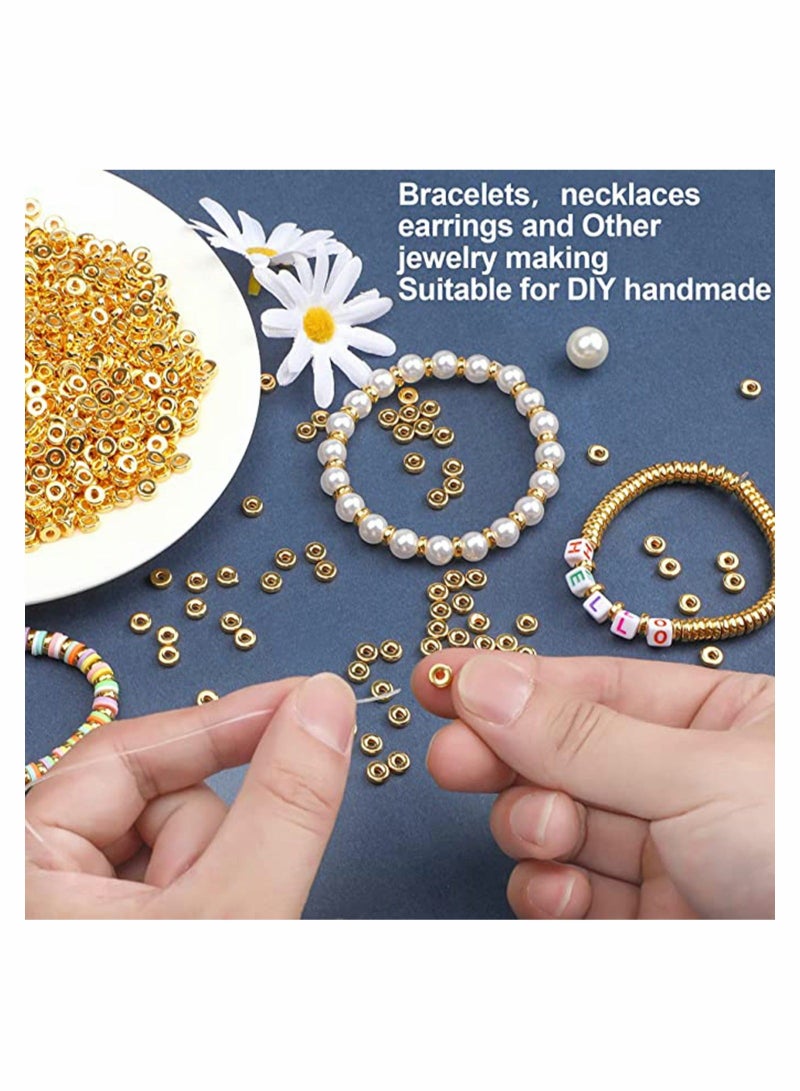 كابتن تيك KASTWAVE 1000 Pcs 6mm Gold Beads Flat Round Spacer Beads Disc, Loose Clay Beads Jewelry Making, Round Polymer Clay Spacer Beads for DIY Jewelry Bracelet Necklace Earring Craft Kit Supplies KSA | Riya - Image 4