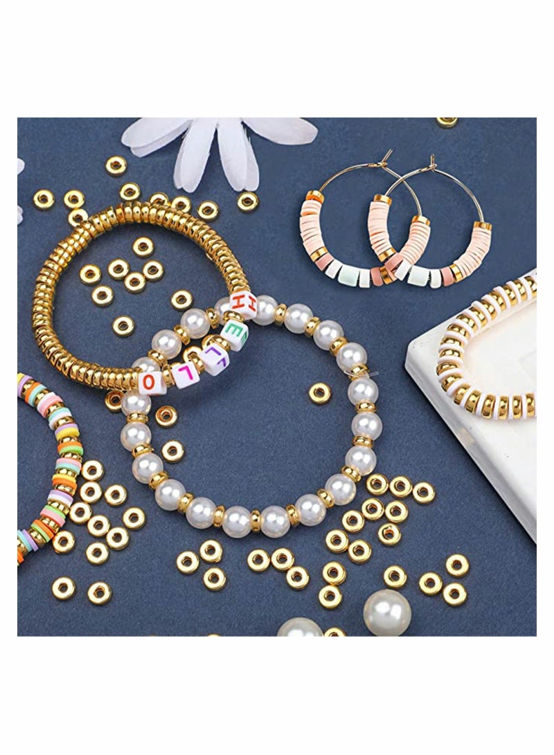 كابتن تيك KASTWAVE 1000 Pcs 6mm Gold Beads Flat Round Spacer Beads Disc, Loose Clay Beads Jewelry Making, Round Polymer Clay Spacer Beads for DIY Jewelry Bracelet Necklace Earring Craft Kit Supplies KSA | Riya - Image 5