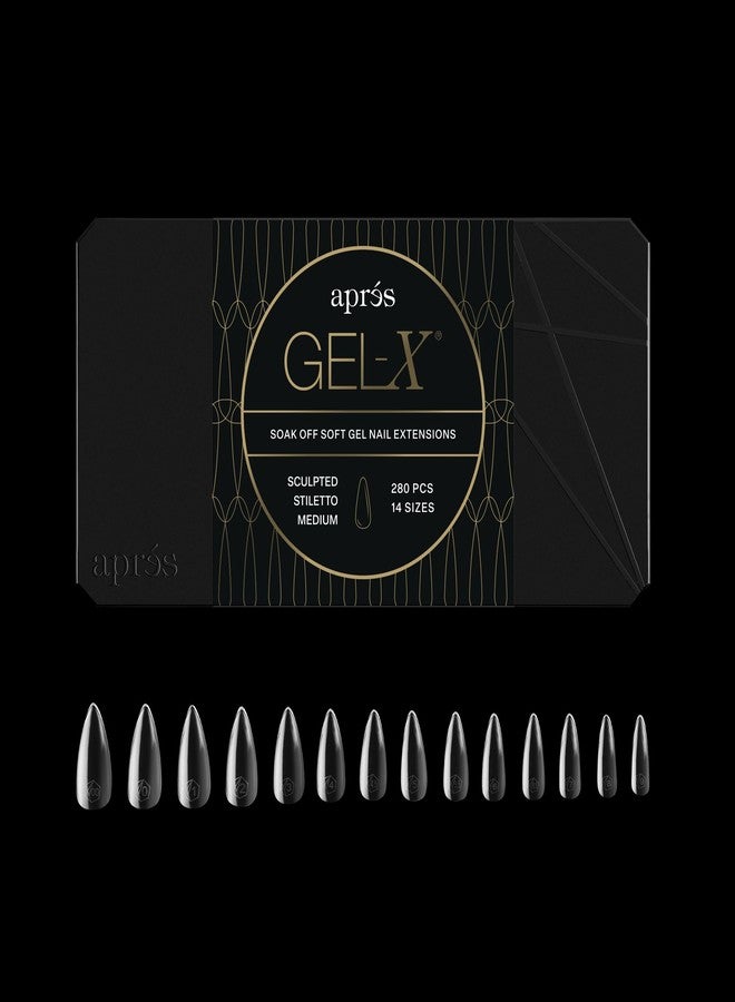 APRÉS Apres Gel-X® Stiletto Box of Nail Tips | 280 Gel-X Tips, Soft Gel Tips, 14 Sizes 00-9 | Half-sizes Included (Sculpted Stiletto Medium, 280 Count) - Image 1