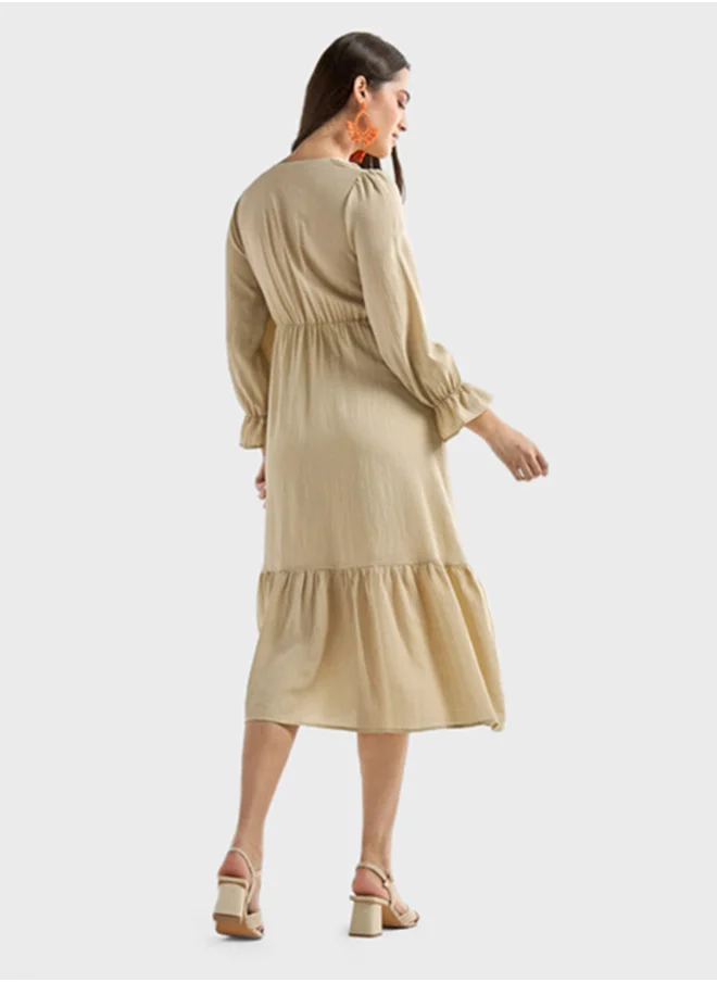 FAV Square Neck Bell Sleeve Dress