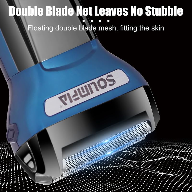 SOLIMPIA HT-672 3-in-1 Rechargeable Shaver Hair Clipper & Nose Trimmer Set, Beard & Moustaches Hair Machine Hair Clipper, Shaver & Nose Trimmer with Precision Blades, Blue - Image 4