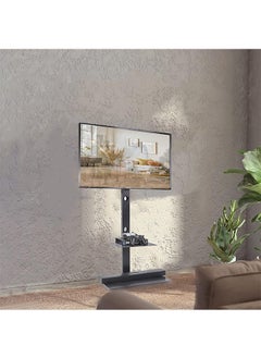WISFOR Black Floor TV Stand TV Mount Shelf for 32-65 Inch LED OLED LCD Screens Adjustable Monitor Holder Stand with 2 Tier Shelves Loading up to 30KG Max VESA 600x400MM  - Image 3
