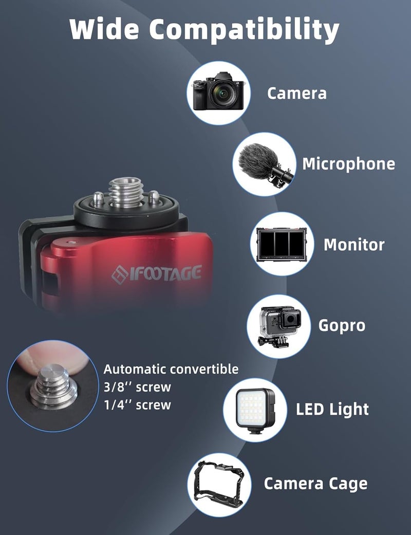 Ifootage ذراع سحري IFOOTAGE 11'' سبايدر كراي MA5-6، حامل كاميرا بروجيكتور بإفراج سريع، قدرة تحميل 6KG، براغي 1/4" و 3/8" للكاميرات/الشاشات/الهواتف/الأضواء/البروجيكتور - Image 4