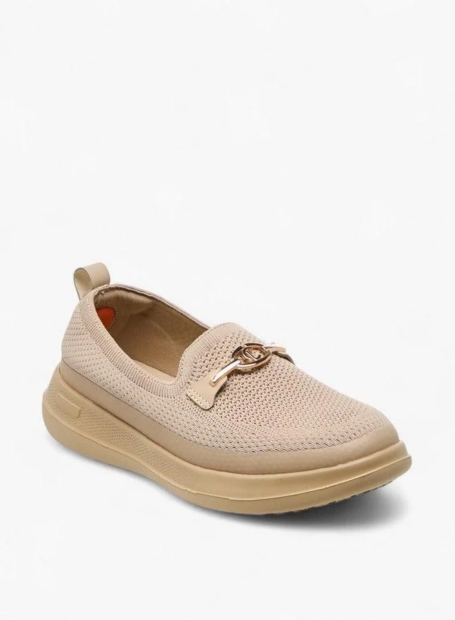 Le Confort Women's Metal Accent Flyknit Slip-On Loafers with Pull Tabs