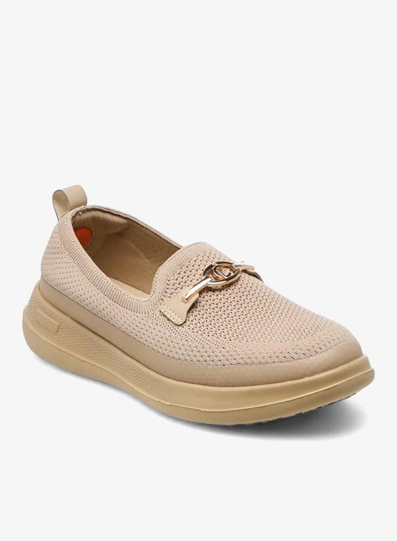 Le Confort Women's Metal Accent Flyknit Slip-On Loafers with Pull Tabs