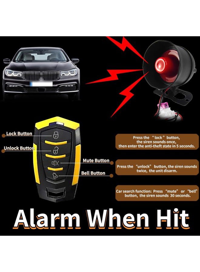CHADWICK Car Horn Siren Alarm,Universal Car Alarm Security Protection System with 2 Remote Controls,7-Level Sensitivity,12v,Anti-Theft Device,No Thread Trimmin,Non-Destructive Installation (CW-8182) - Image 3