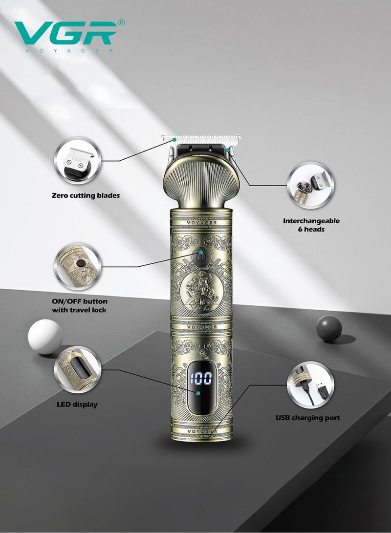VGR 6in1 Trimmer and Shaver Hair Clipper 1200mAh Battery 90 Minutes Working Time with 10 Pcs Guide Comb Grooming Kit with LED Display for Home Travel Outdoor Dormitory Office Car V-106 - Image 2