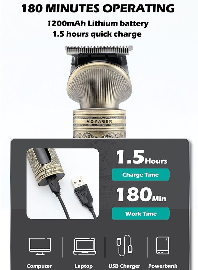 VGR 6in1 Trimmer and Shaver Hair Clipper 1200mAh Battery 90 Minutes Working Time with 10 Pcs Guide Comb Grooming Kit with LED Display for Home Travel Outdoor Dormitory Office Car V-106 - Image 3