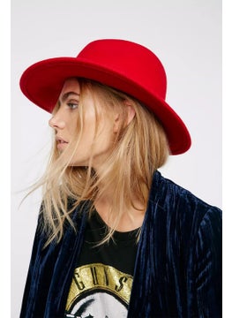 Bahels Imported Red Fedora Hat Hard Cowboy Panama Hat - Adjustable  - Image 2