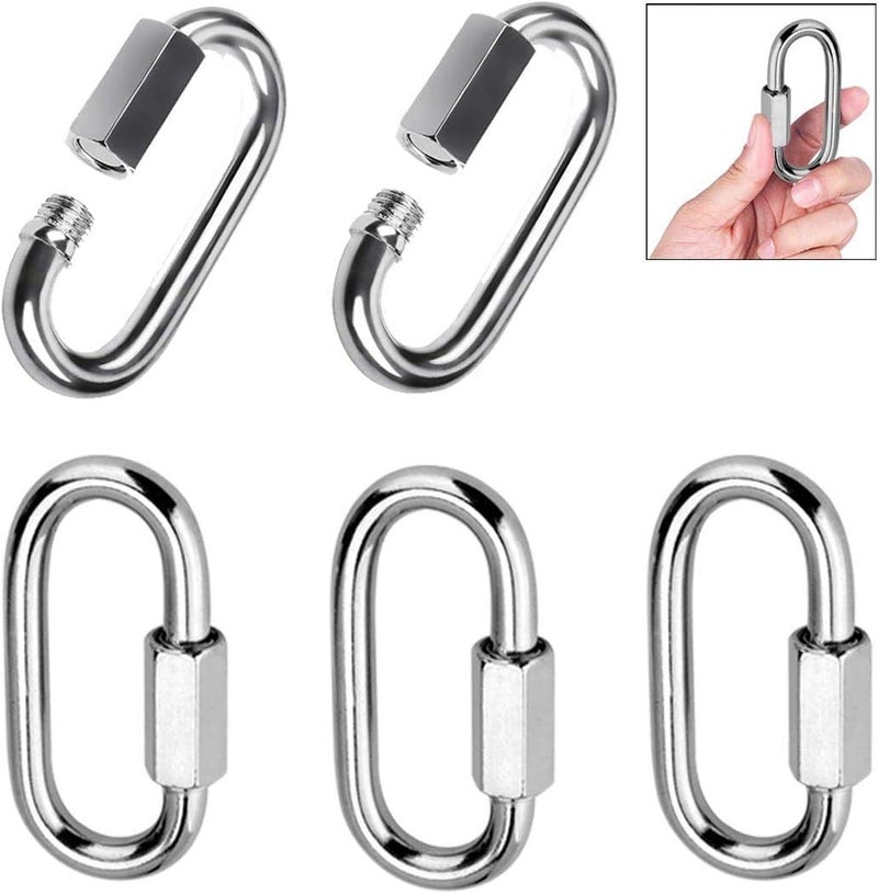 Lsqurel Quick Link, 304 Stainless Steel D Shape Locking Carabiner Heavy Duty Chain Link Keychain for Outdoor Fence Gate Swings Pet Dog M4 M6 M8 M10 Capacity 200lb 600lb 1200lb 2400lb - Image 1