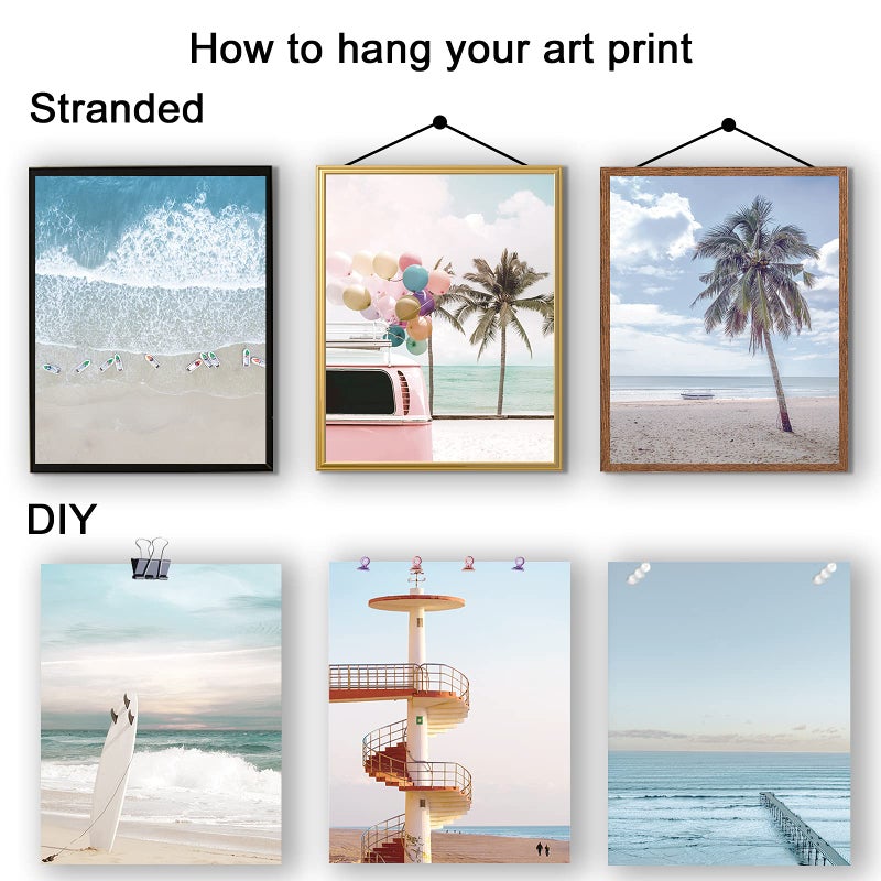 تفكس جيه 9 قطع جدار شاطئ الفن المطبوعات شاطئ المحيط د؟ كور الملصقات ذات الطابع البحري المراهقات الفتيات ديكور غرفة نوم 8 × 10 بوصات جدار جدار الديكور للرجال والنساء غرفة نوم غرفة المعيشة - Image 3