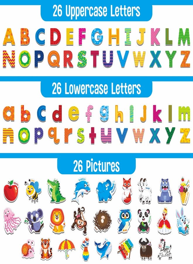 SpriteGru 78 Magnetic Alphabet, 26 Uppercase, 26 Lowercase Letters & 26 Object Patterns, Adorable Animal Alphabet ABC Fridge Magnets Educational Letter Spelling Learning Toys Set for Toddlers 3 4 5 Years Old - Image 2