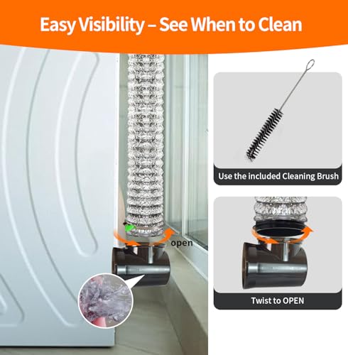 CAT SO RICH Dryer Vent Hose Connector Kit – 90 Degree Elbow for Tight Spaces, Transparent Black Upgrade, Fits 4” Aluminum & PVC Hoses, Better Than Magnetic Dryer Vent Connector - Image 5