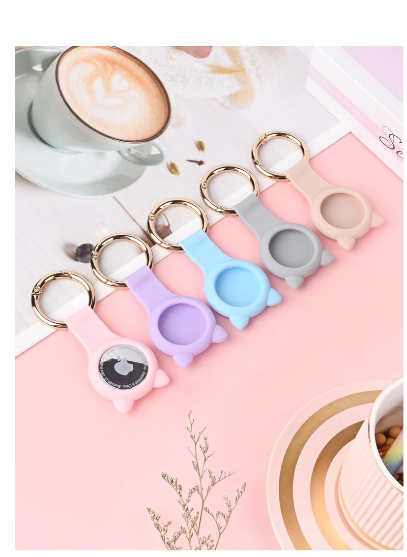 Cute AirTag Keychain Holder - Protective Case with Anti-Lost Keychain for AirTag Tracker, Scratch-Resistant Accessories for Kids, Pets, and Backpacks (2 Pack)