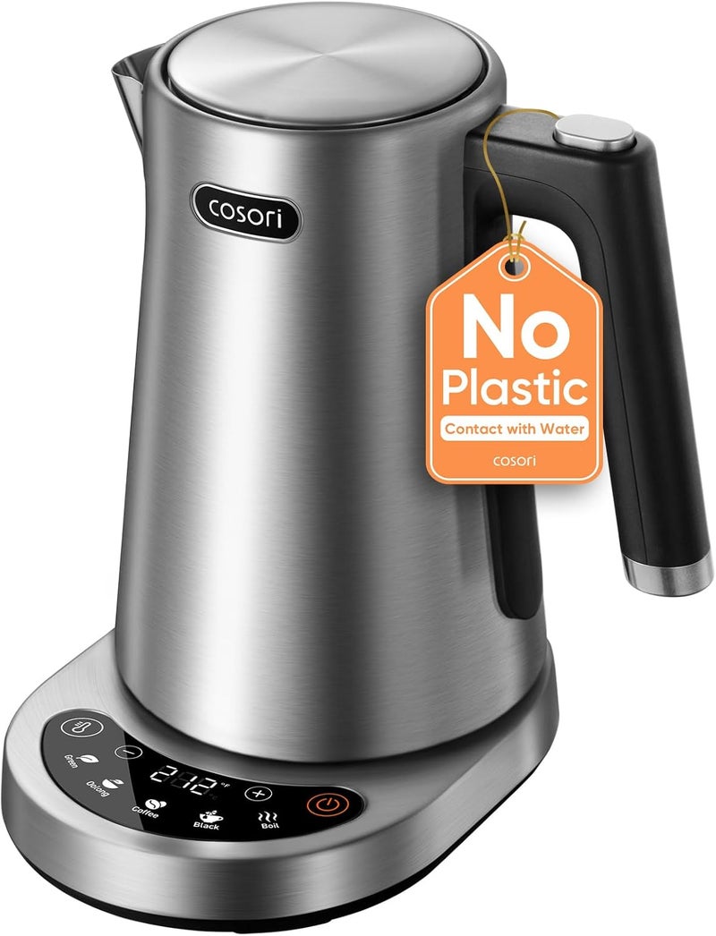 Cosori Electric Kettle with Plastic-Free Interior, 5 Presets, ±5℉ Temperature Control, Fast Boiling, 1.7L Stainless Steel - Image 1