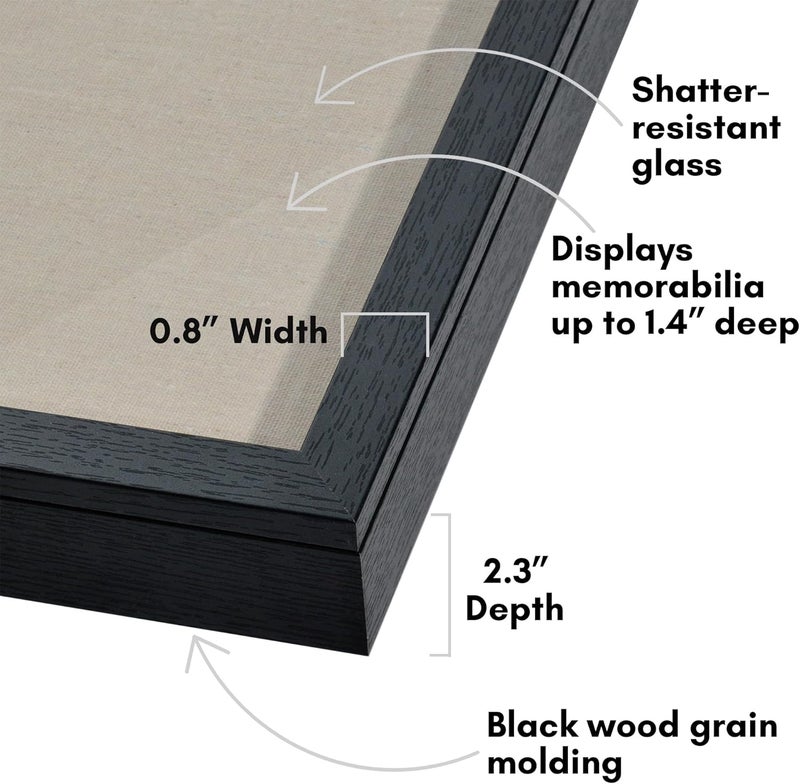Americanflat Front Opening 11x14 Shadow Box Frame with Door in Engineered Wood - Black Shadow Box Display Case with Shatter Resistant Glass and Hanging Hardware for Wall and Tabletop Display - Image 3