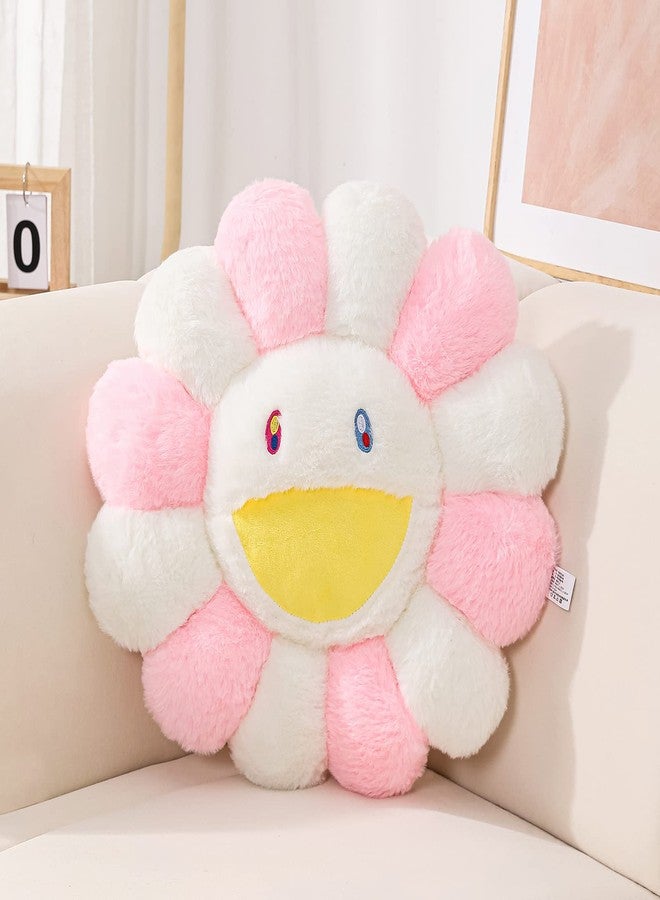 FIONOUT Sunflower Plush Pillow, Soft Floor Cushion, Cute Room Decor, 15.7in, Pink-b - Image 1