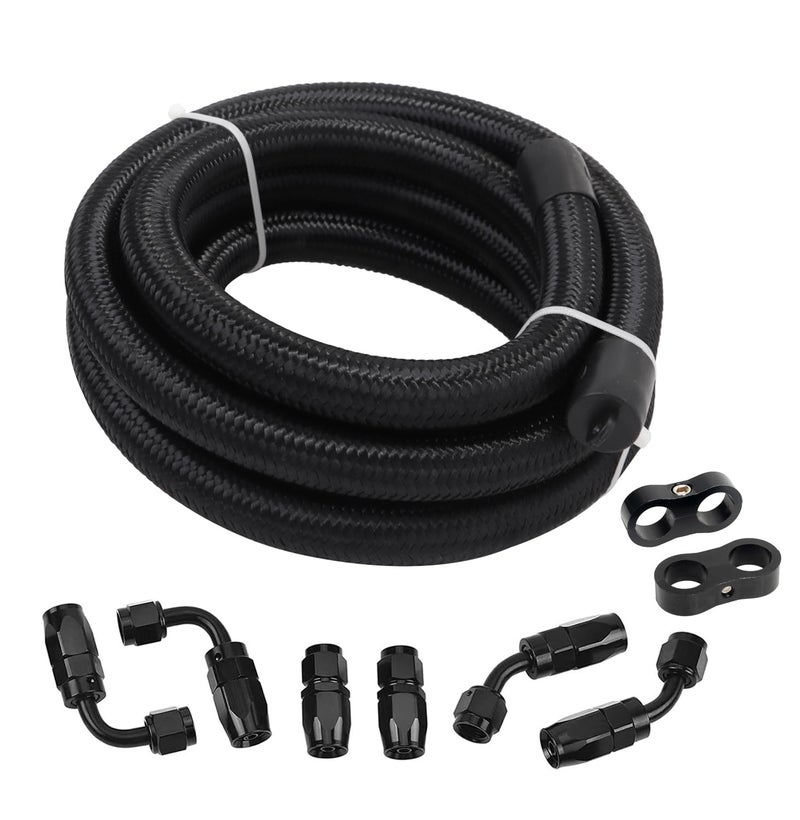 LokoCar 6AN Fuel Line Kit 6AN Nylon Braided Fuel Line Hose Fitting Kit CPE 10FT Black - Image 3