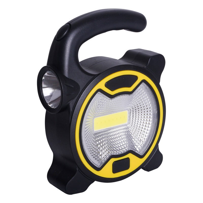 Portable Cob Led Camping Light Emergency Tent Light Handheld Torch Construction Site Long-range Flashlight Yellow 