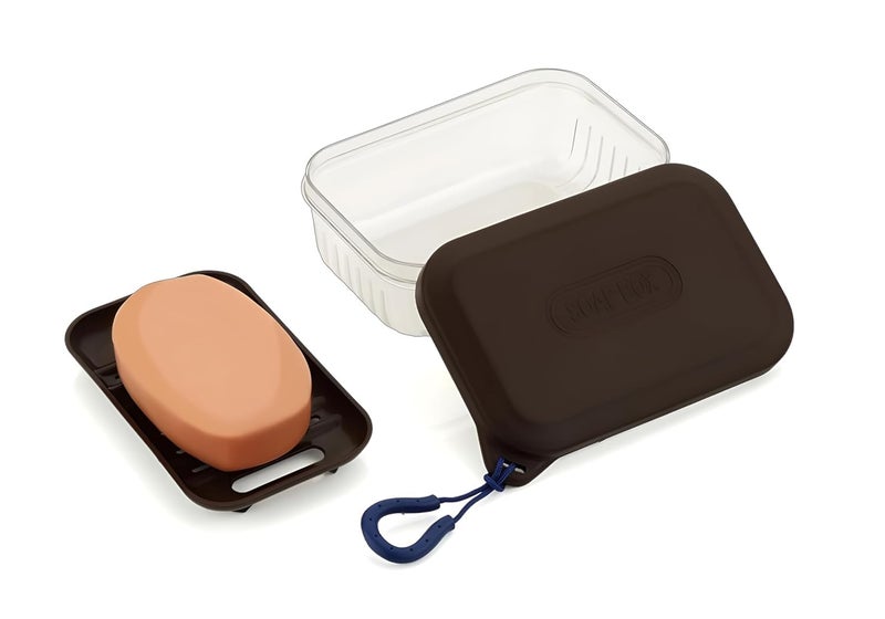 Boniry Portable Soap Holder and Leakproof Soap Box Case with Lid | Compact and Durable Plastic Soap Dish for Home, Outdoor Hiking, and Camping (Brown 1 Pcs) - Image 2