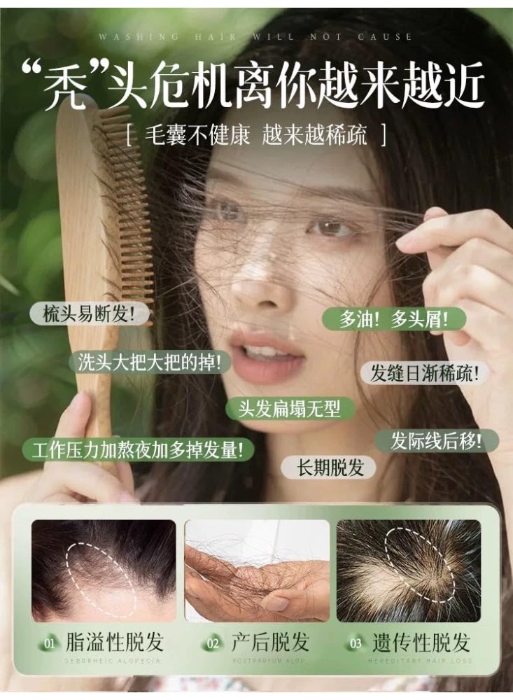 Seven Green Natural Herbal Anti-Hair Loss Shampoo Soap, Green Triangle, Scalp Care and Hair Root Strengthening - Image 4