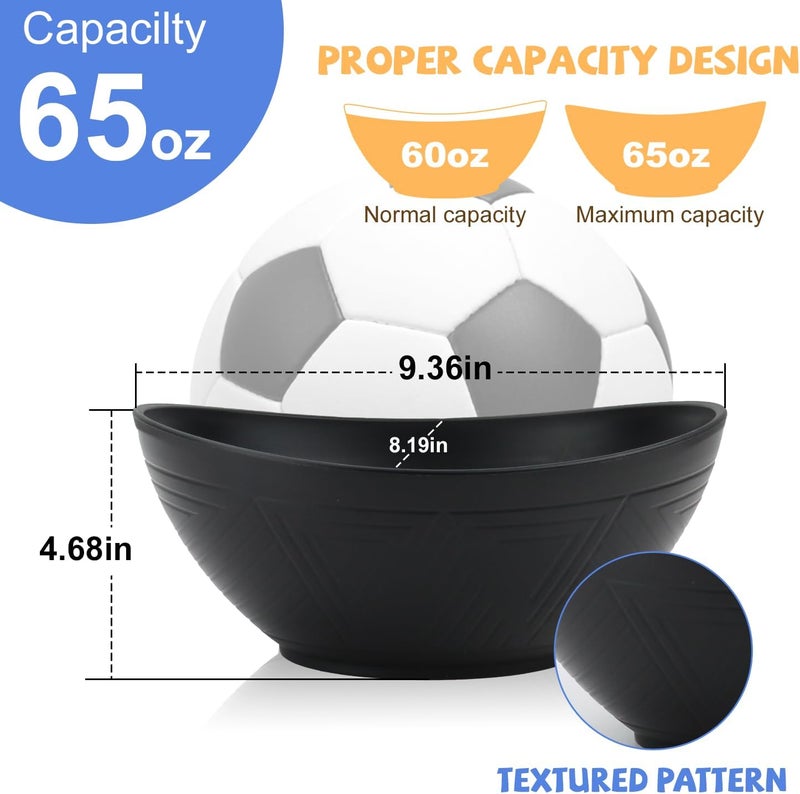 Wrova Big Wheat Straw BowlsUnbreakable Large Salad BowlsDishwasher and Microware Safe Plastic Bowls ReusableKitchen Bowl Set for SaladCerealSoup and OatmealBlack and White - Image 2