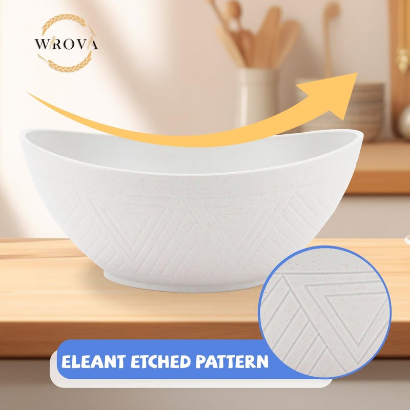 Wrova Big Wheat Straw BowlsUnbreakable Large Salad BowlsDishwasher and Microware Safe Plastic Bowls ReusableKitchen Bowl Set for SaladCerealSoup and OatmealBlack and White - Image 3