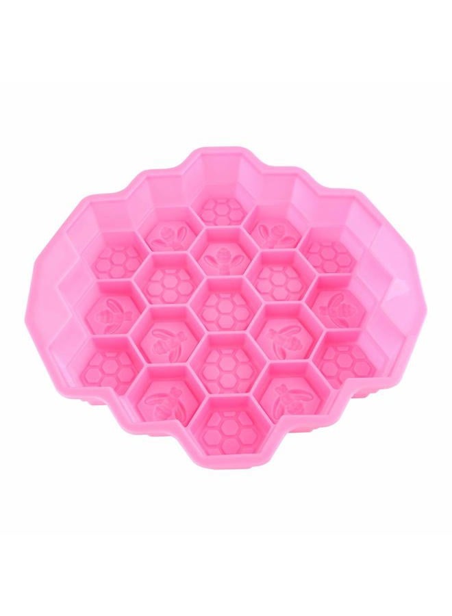 EBTOOLS Honeycomb Cake Molds Bees Soap 19 Cavity Silicone Loaf Baking Cookie Cake Tray Candle DIY Candy Chocolate Pan Pink - Image 1