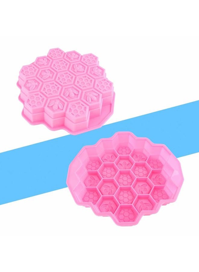 EBTOOLS Honeycomb Cake Molds Bees Soap 19 Cavity Silicone Loaf Baking Cookie Cake Tray Candle DIY Candy Chocolate Pan Pink - Image 4