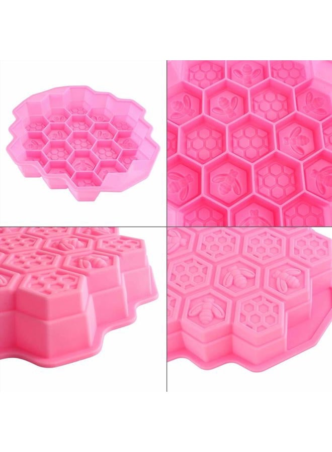 EBTOOLS Honeycomb Cake Molds Bees Soap 19 Cavity Silicone Loaf Baking Cookie Cake Tray Candle DIY Candy Chocolate Pan Pink - Image 3