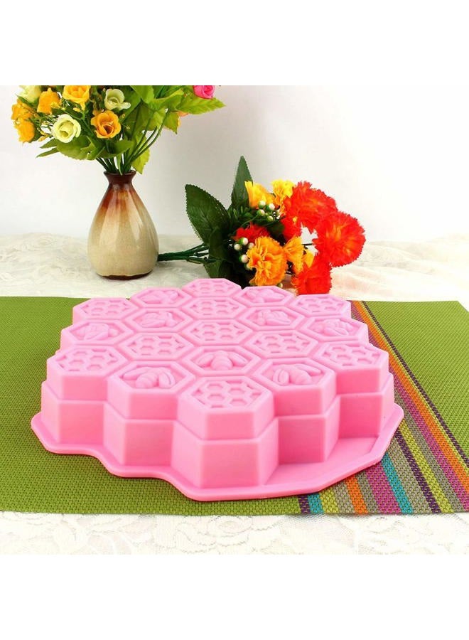 EBTOOLS Honeycomb Cake Molds Bees Soap 19 Cavity Silicone Loaf Baking Cookie Cake Tray Candle DIY Candy Chocolate Pan Pink - Image 5