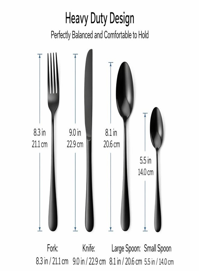 Teraabliss 24-Piece Premium Black Stainless Steel Cutlery Set with Gift Box | Matte Polished Flatware Set Including Dinner Knives, Forks, Soup & Dessert Spoons |Tableware for Home, Hotel (Black) - Image 4