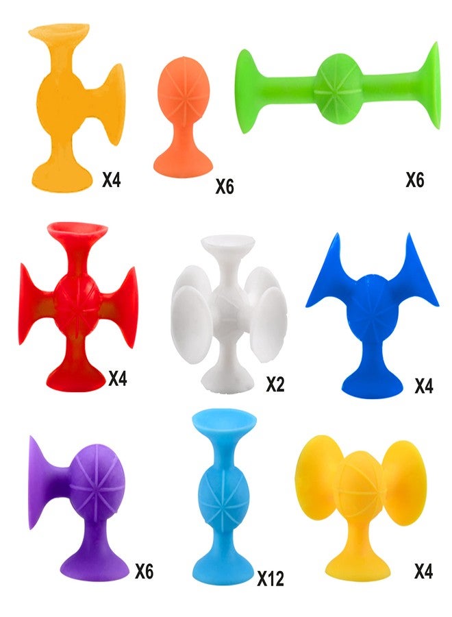 BAIVYLE 48 Piece Suction Cup Toys Construction Set - Silicone Building Blocks DIY Fun Bath Toys for Kids Ages 1-3, travel essentials for toddlers 1-3, Darts Sucker Toy with Toddler Road Trip Essentials - Image 2