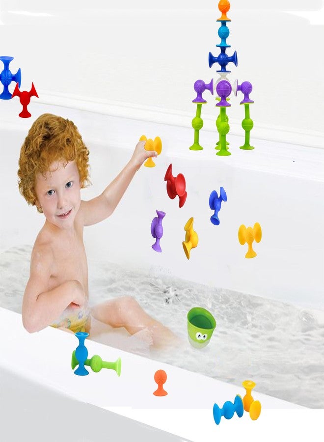 BAIVYLE 48 Piece Suction Cup Toys Construction Set - Silicone Building Blocks DIY Fun Bath Toys for Kids Ages 1-3, travel essentials for toddlers 1-3, Darts Sucker Toy with Toddler Road Trip Essentials - Image 4