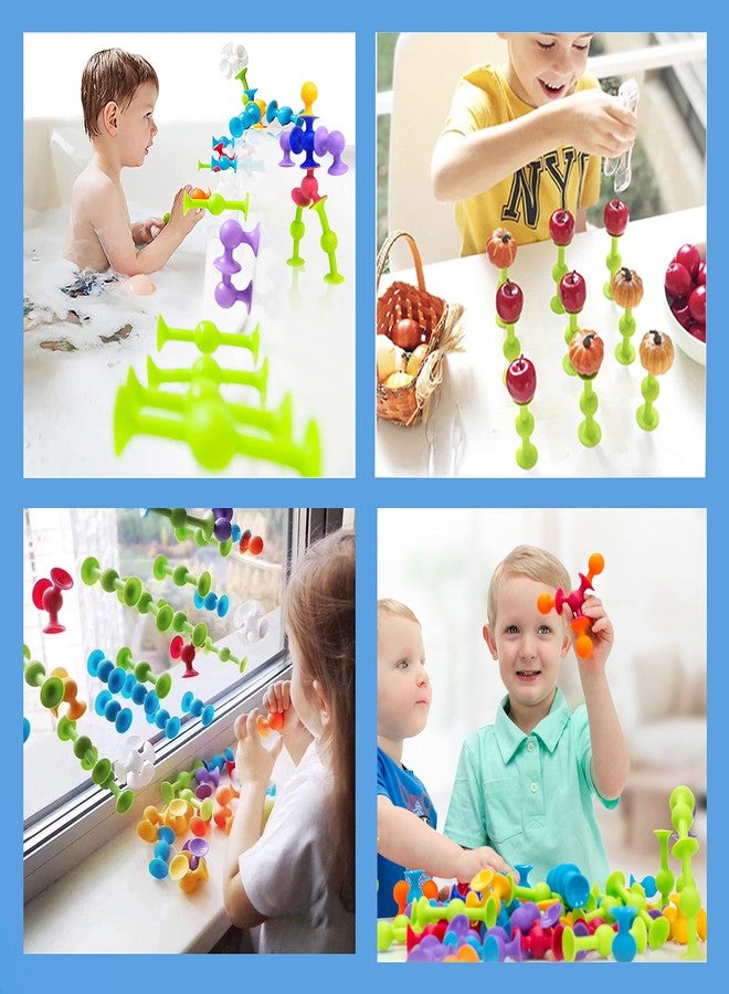 BAIVYLE 48 Piece Suction Cup Toys Construction Set - Silicone Building Blocks DIY Fun Bath Toys for Kids Ages 1-3, travel essentials for toddlers 1-3, Darts Sucker Toy with Toddler Road Trip Essentials - Image 5