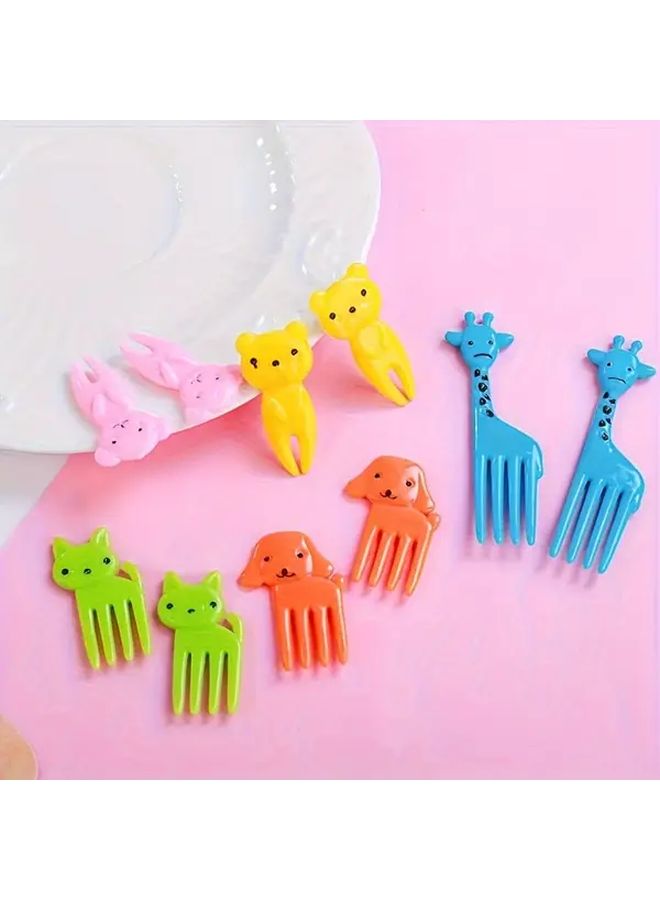 شوك فواكه بلاستيكية ملونة على شكل حيوانات 20 قطعة، أداة مرحة لتقديم الحلويات في الحفلات والوجبات الخفيفة - Image 4
