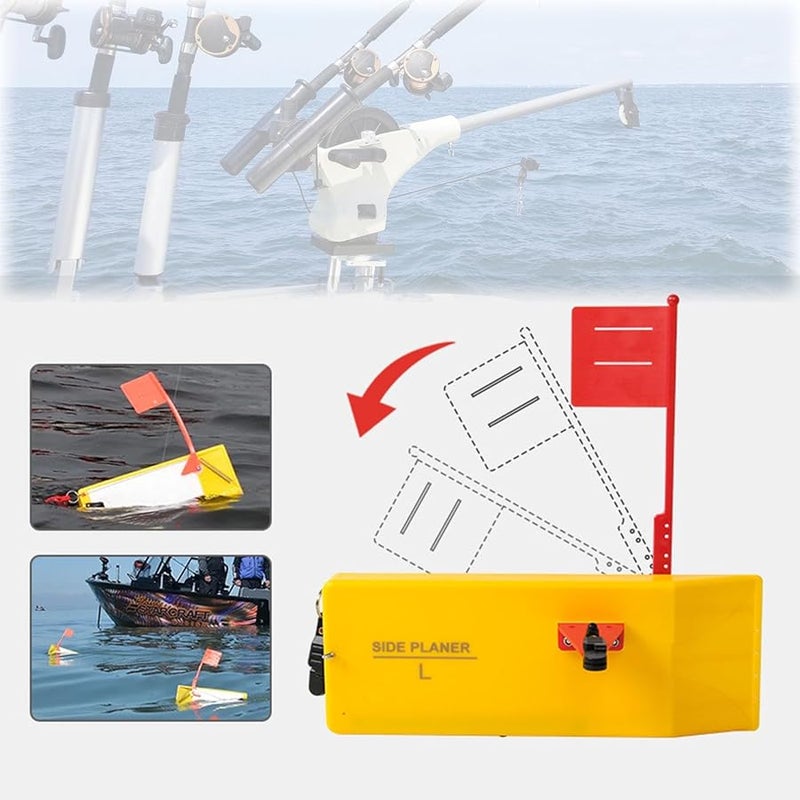 Inline Side Planer Boards 2 Pack Yellow Quick Grip Snap Release for Trolling Fishing - Image 5