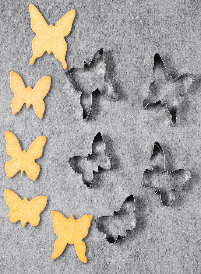 Bremorou 5Pcs Butterfly Cookie Cutter Set - Shaped Wings Fondant Biscuit Cutter Molds - Stainless Steel Cutters for DIY Baking, Cake Craft, Pastry Tray Decoration - Image 3