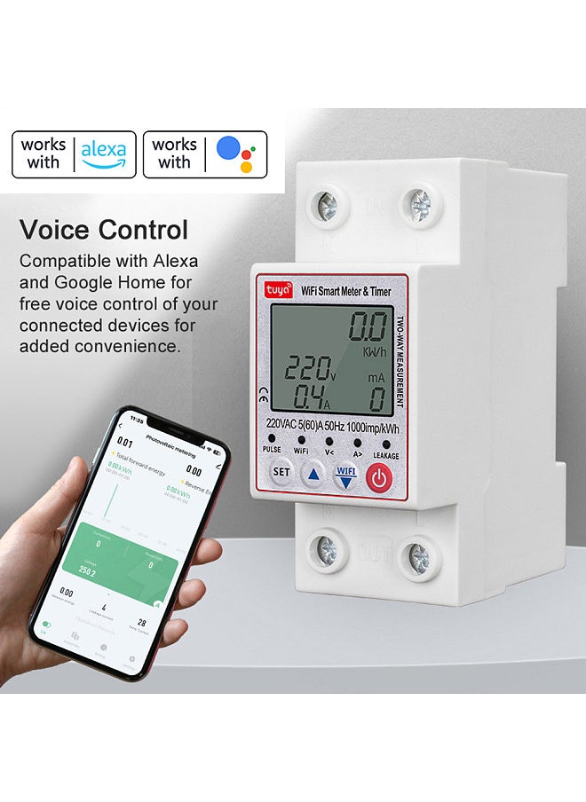 Tuya WiFi Intelligent Automatic Reclosing Protector Multifunctional Current Voltage Monitoring Circuit Breaker LCD Display Switch Power Meter Protections Values Settable Mobilephone APP Control  - Image 3